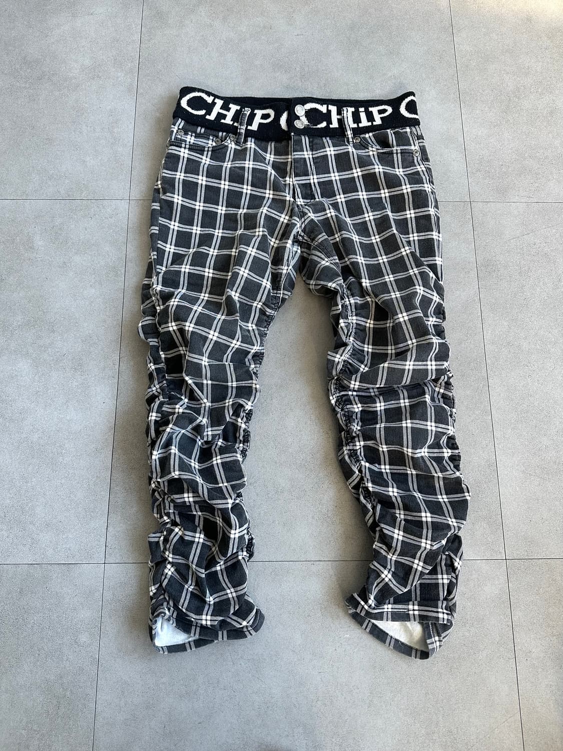 JPN VTG 셔링 체크 새깅팬츠 상품이미지5