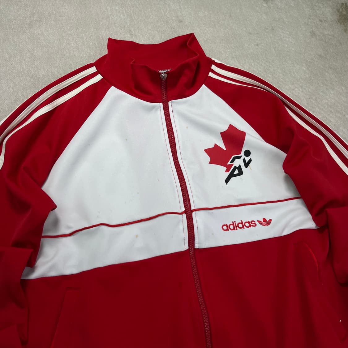 100 90s 아디다스 캐나다 흰빨 트랙탑 져지 상품이미지3
