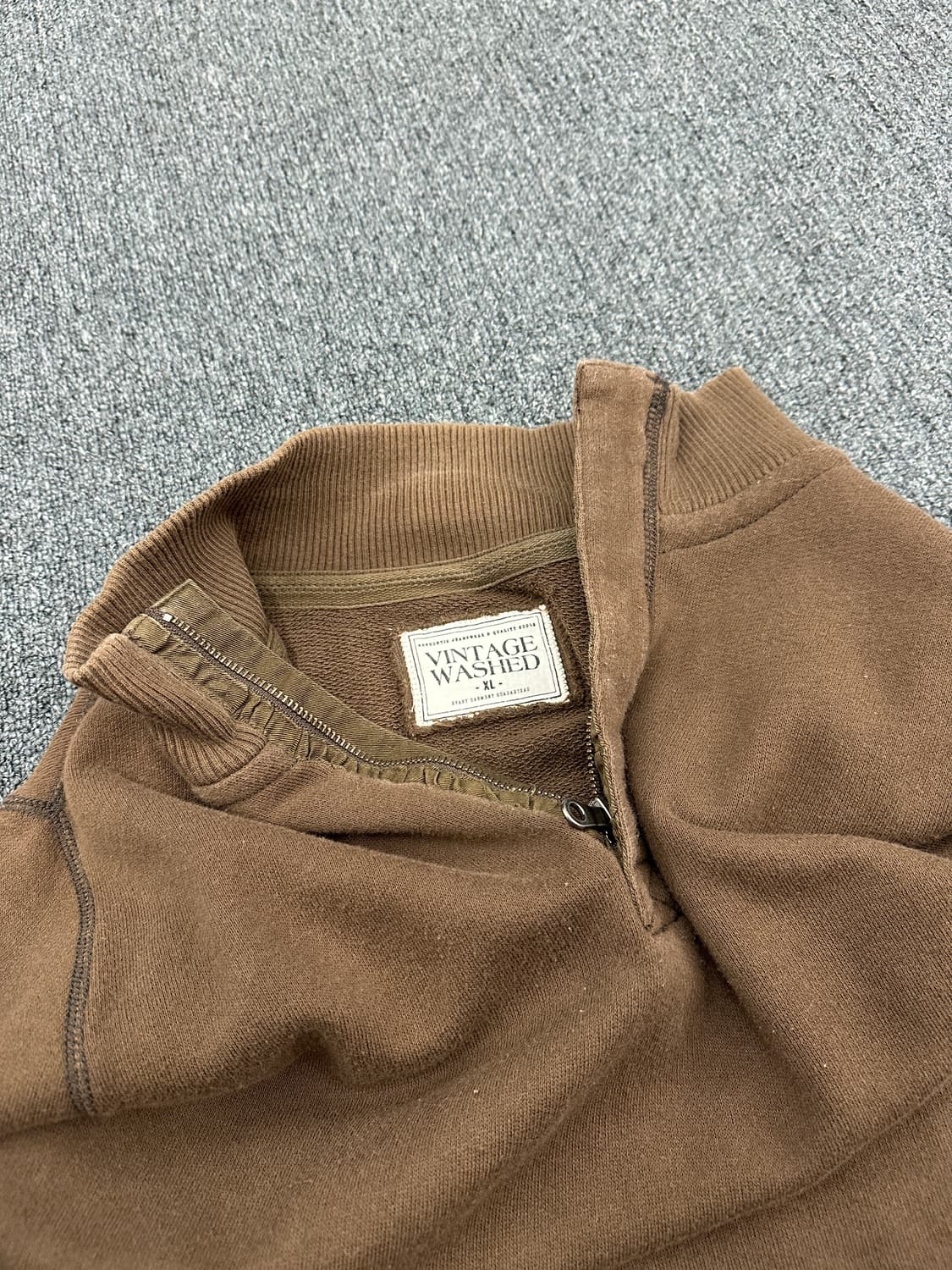 XL) 재패니즈 빈티지 브라운 반집업 니트 상품이미지5