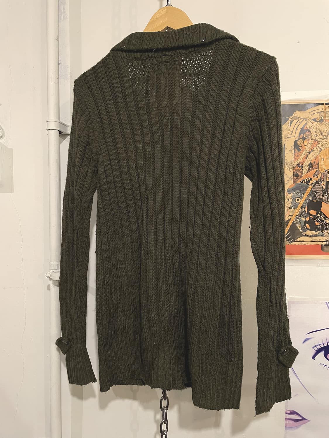 von dutch 본더치 골지 카키 니트 롱집업 y2k 상품이미지4