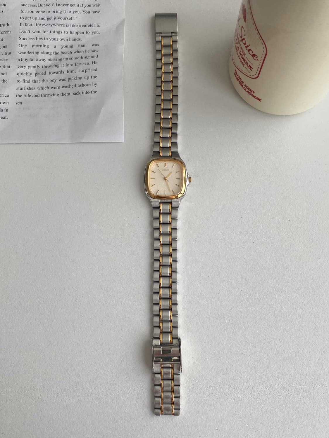Seiko 세이코 콤비 린넨 다이얼 스퀘어 쿼츠 상품이미지4