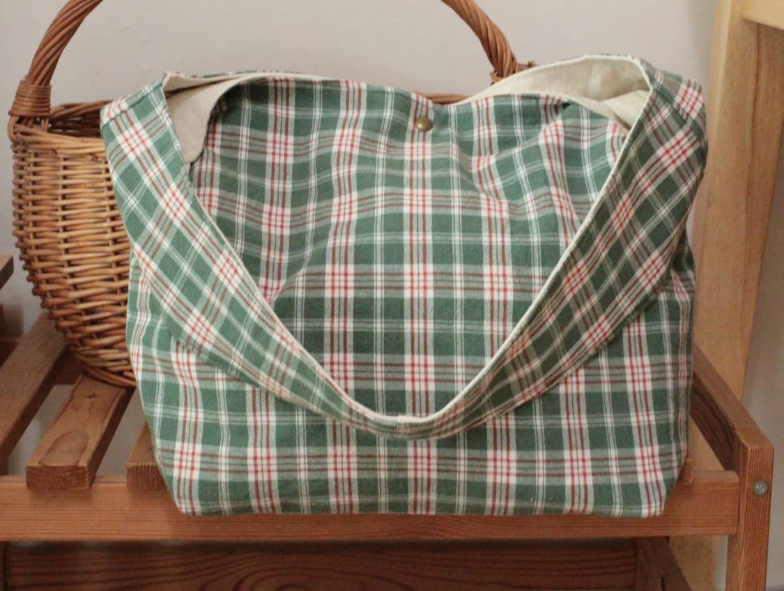 핸드메이드 원핸들백 그린 체크 가방 상품이미지7