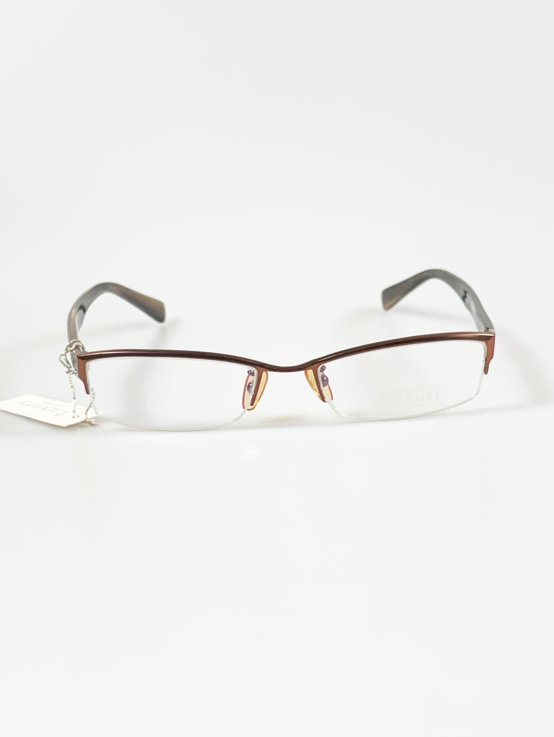 LUXURY EYEWEAR 브라운 반무테 스퀘어 메탈 빈티지 안경 상품이미지2