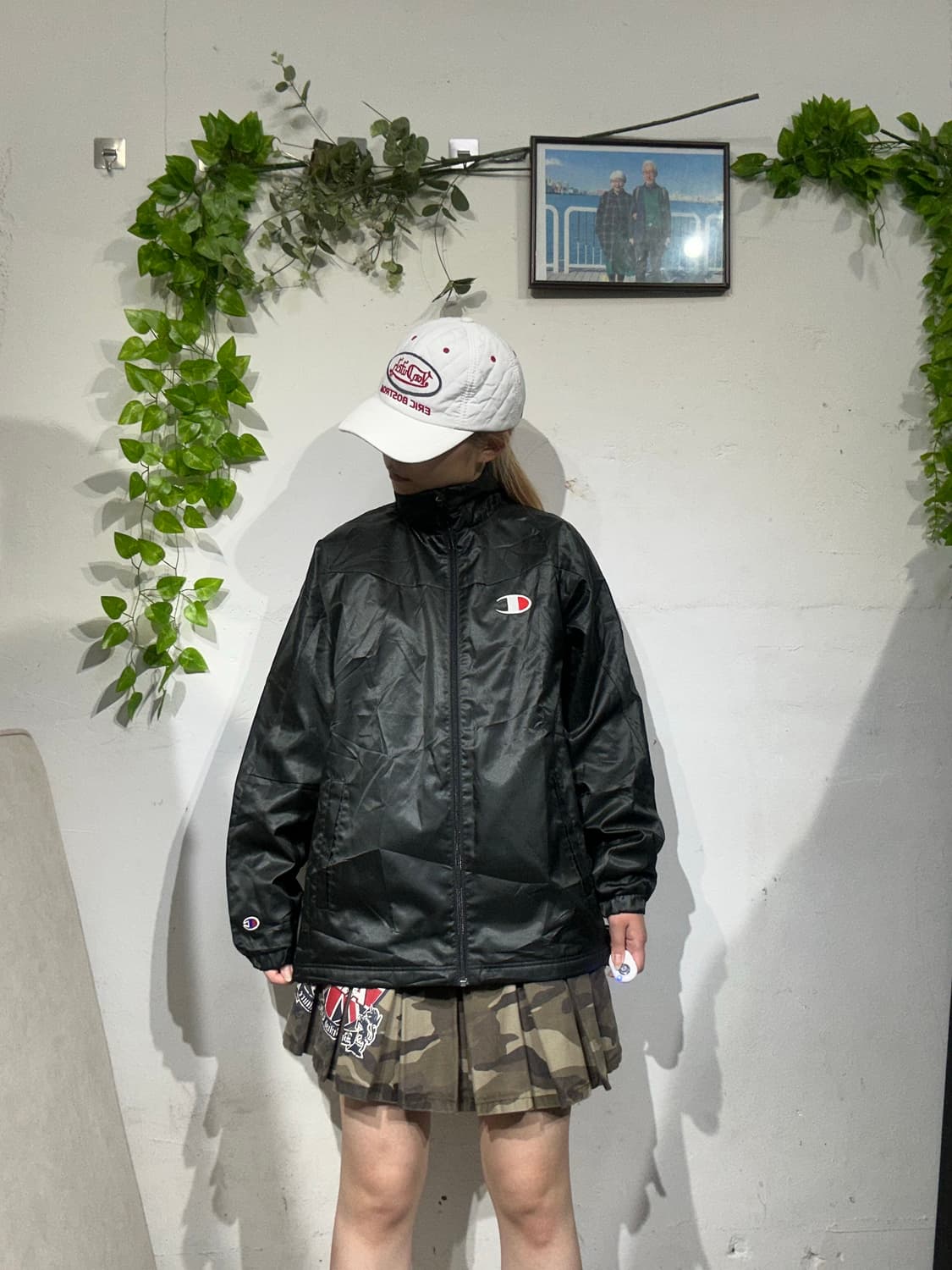 챔피온 블랙 오버핏 로고 바람막이 자켓 S 상품이미지2