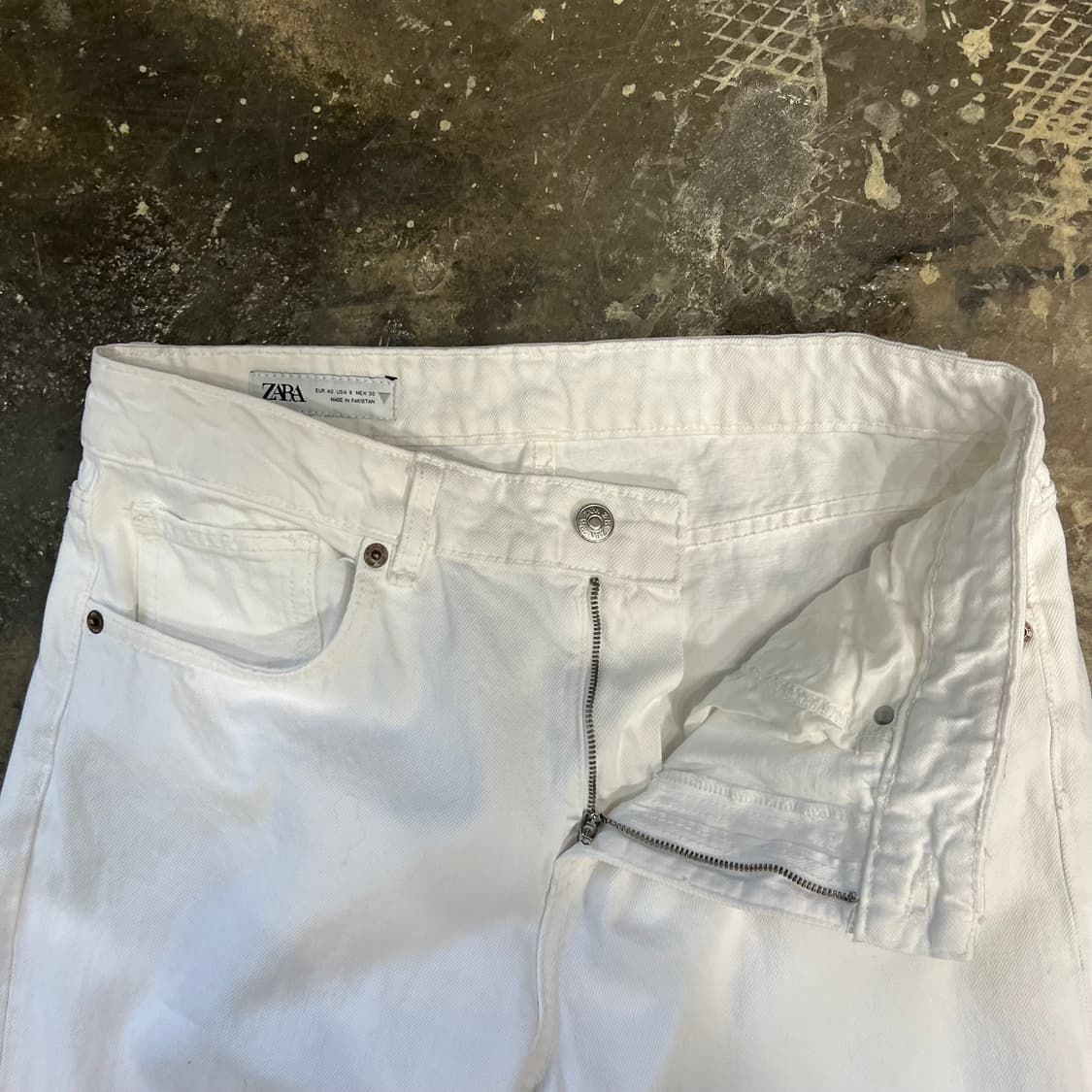 30) ZARA 자라 화이트 데님 와이드 팬츠 화이트진 청바지 상품이미지3