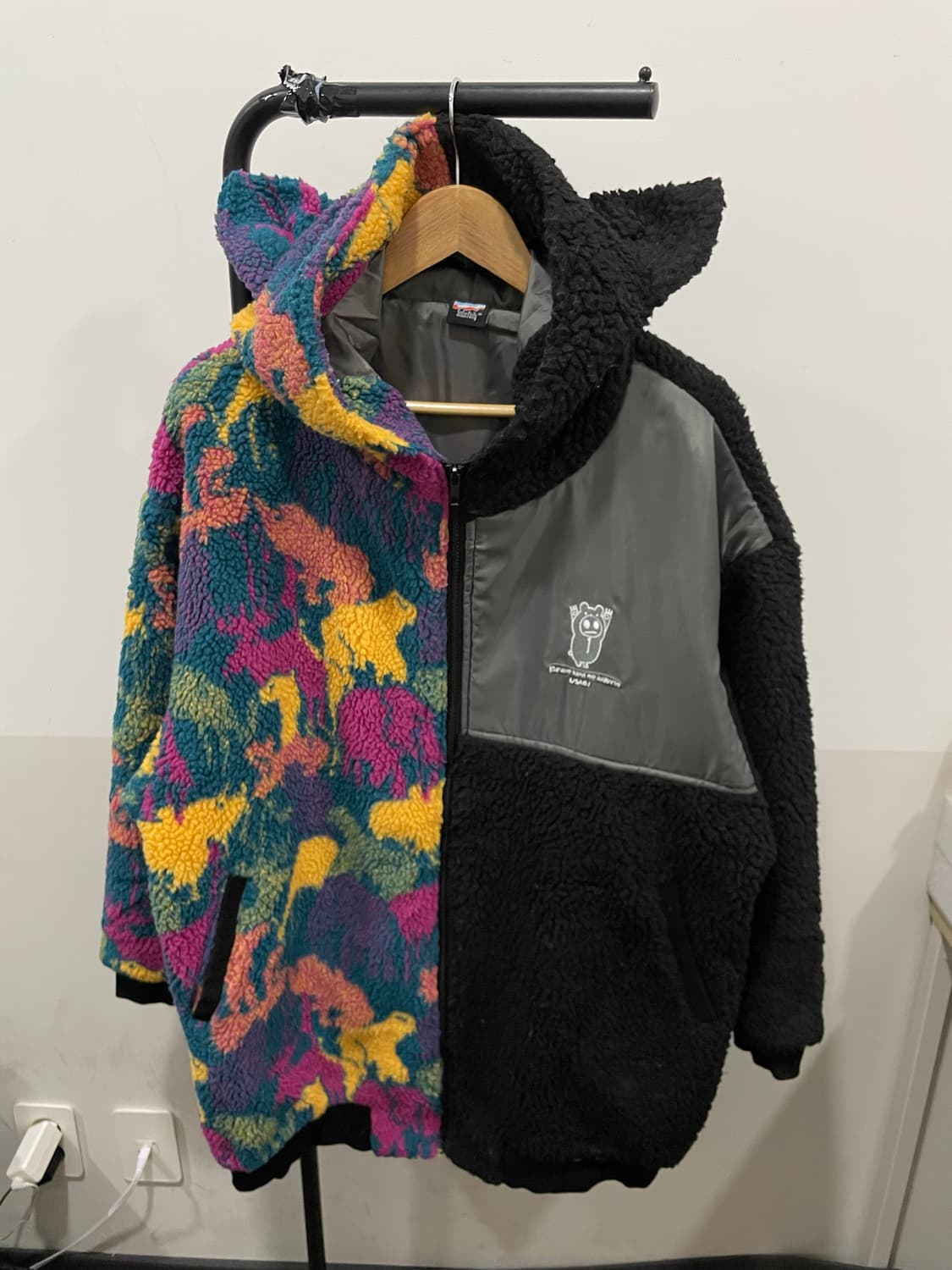 (빈티지) ScoLar Parity 투톤 고양이 귀 후드 플리스 자켓 상품이미지3