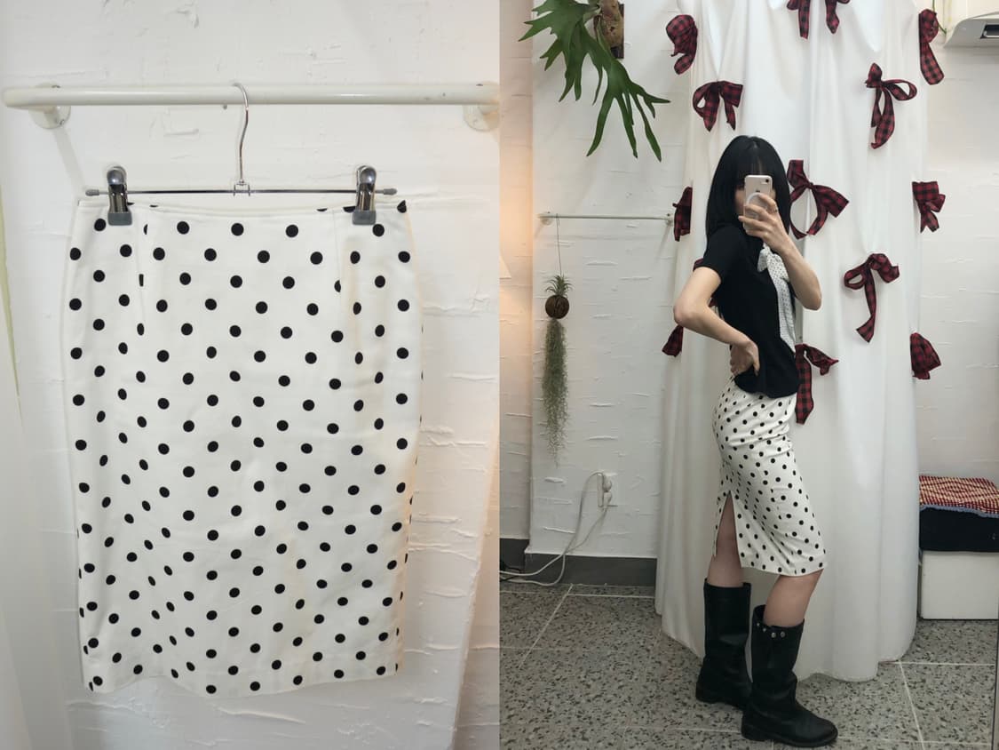 Black dot midi skirt 상품이미지1