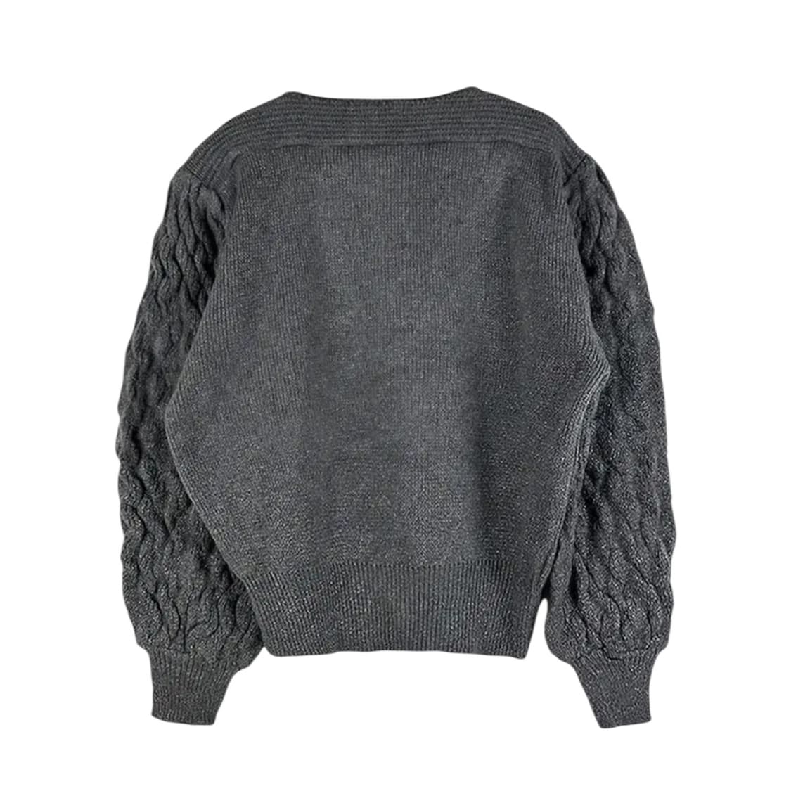 Grey Cable knit texture-mixed Cardigan 상품이미지4