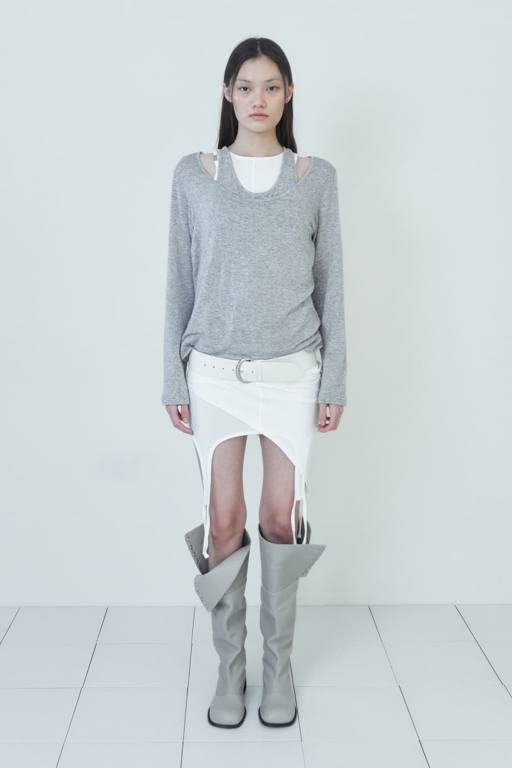 CERRIC(세릭)TENCEL GARTER TOP SKIRT/WHITE 상품이미지2