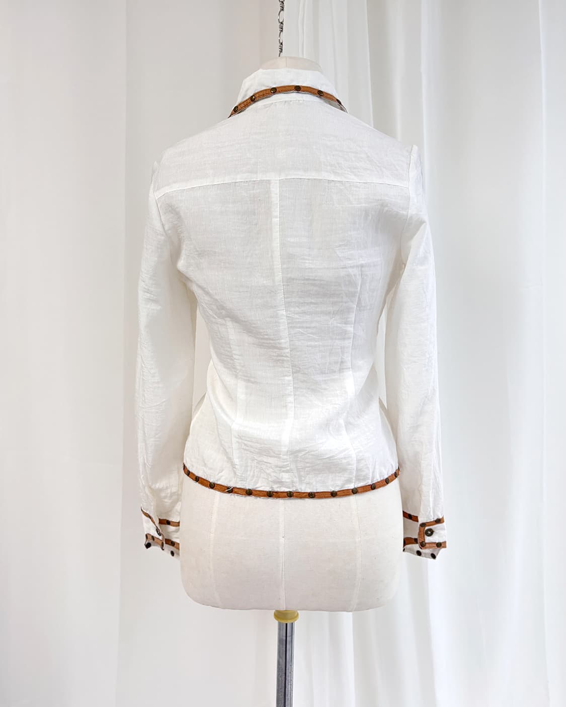 보헤미안 레더 트리밍 스커트 포인트 셔츠 상품이미지2