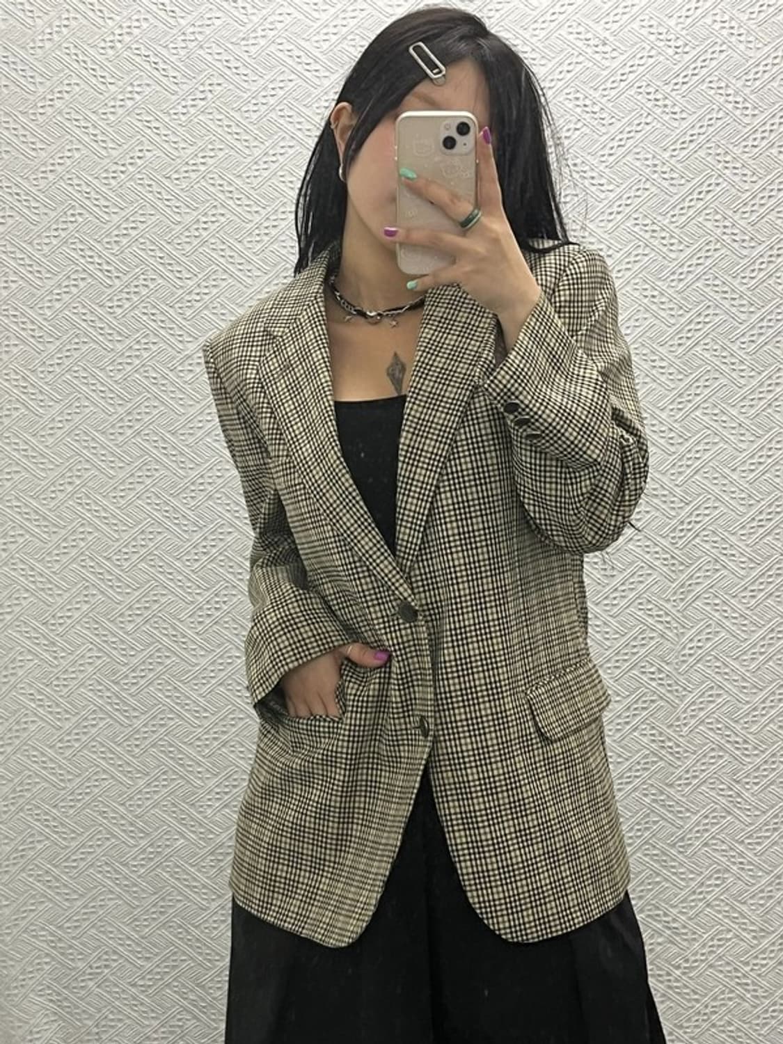 입생로랑 퓨어옴므 올드스쿨 빈티지 체크 블레이저 95 C06737 상품이미지2