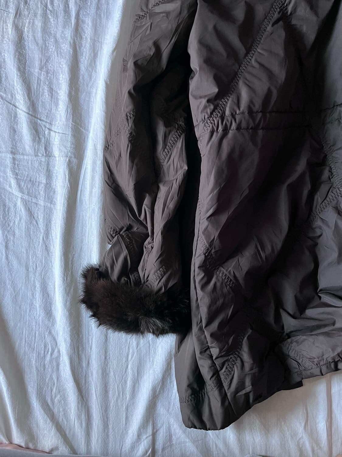 Dark Brown Fur Longline Puffer Jacket 상품이미지8