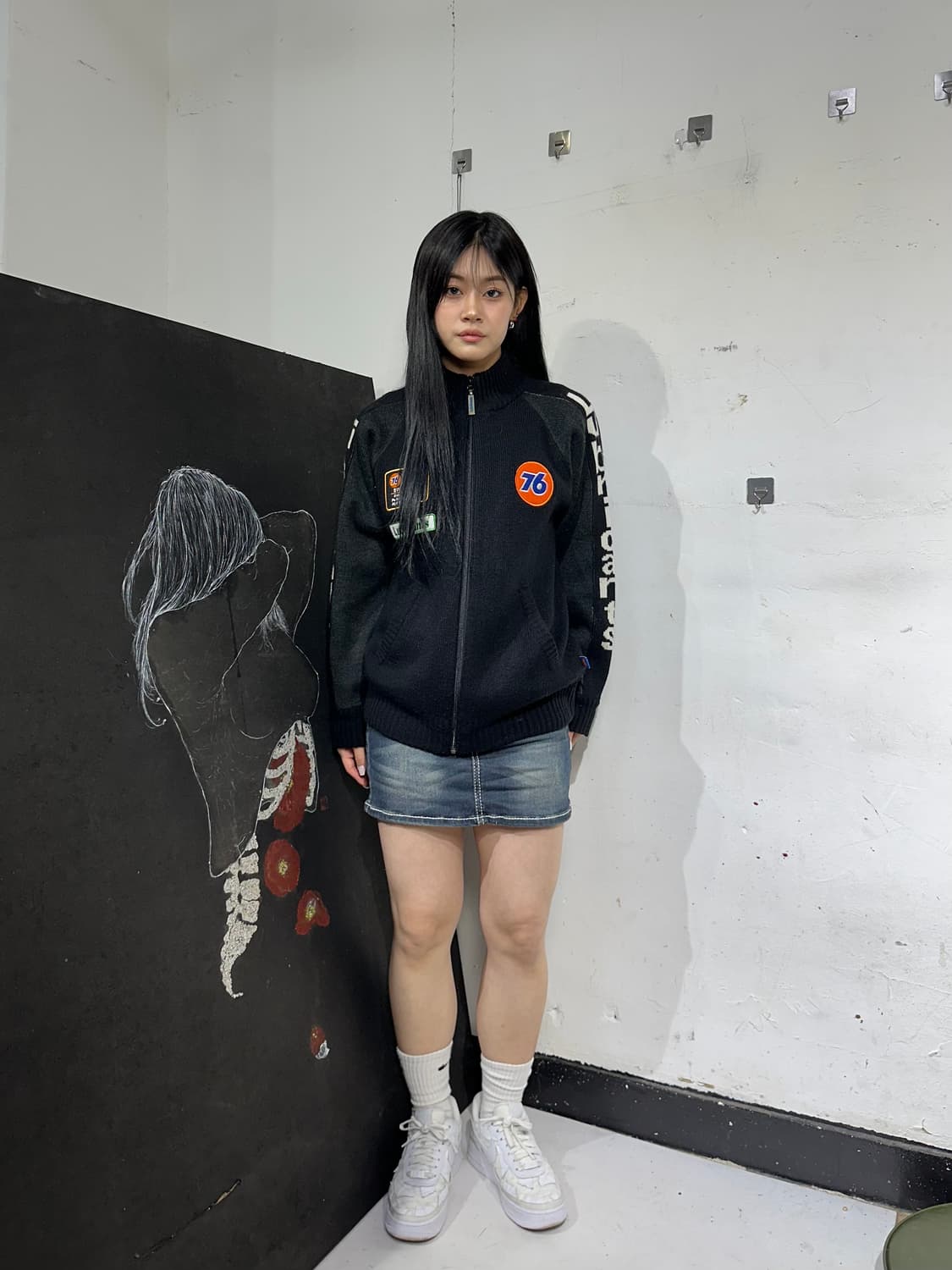 Jpn 일본 빈티지 니트 자켓 자수 집업 져지 상품이미지2