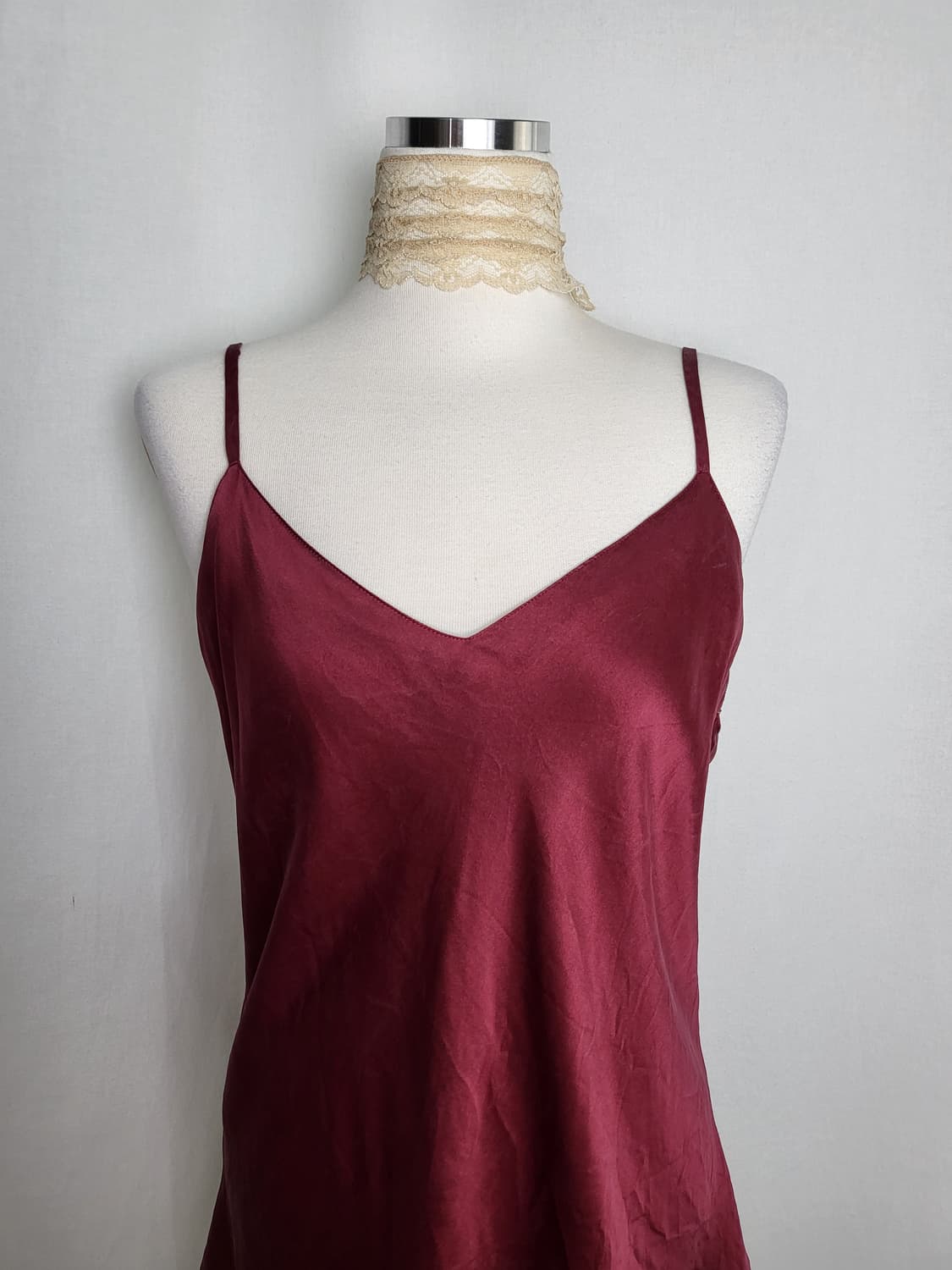 빈티지 딥 버건디 새틴 슬립 나시 탑 상품이미지2