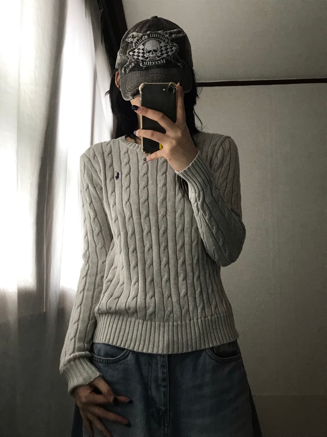 폴로 연그레이 케이블 니트 상품이미지6