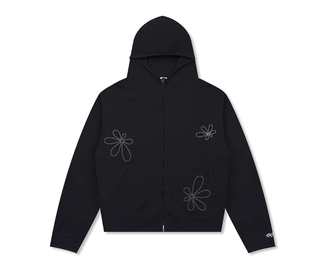 공용가능) 무신사 [글랙 x 지꾸] 걍 새거 헤이즈 자수 와플 집업 후드 상품이미지1