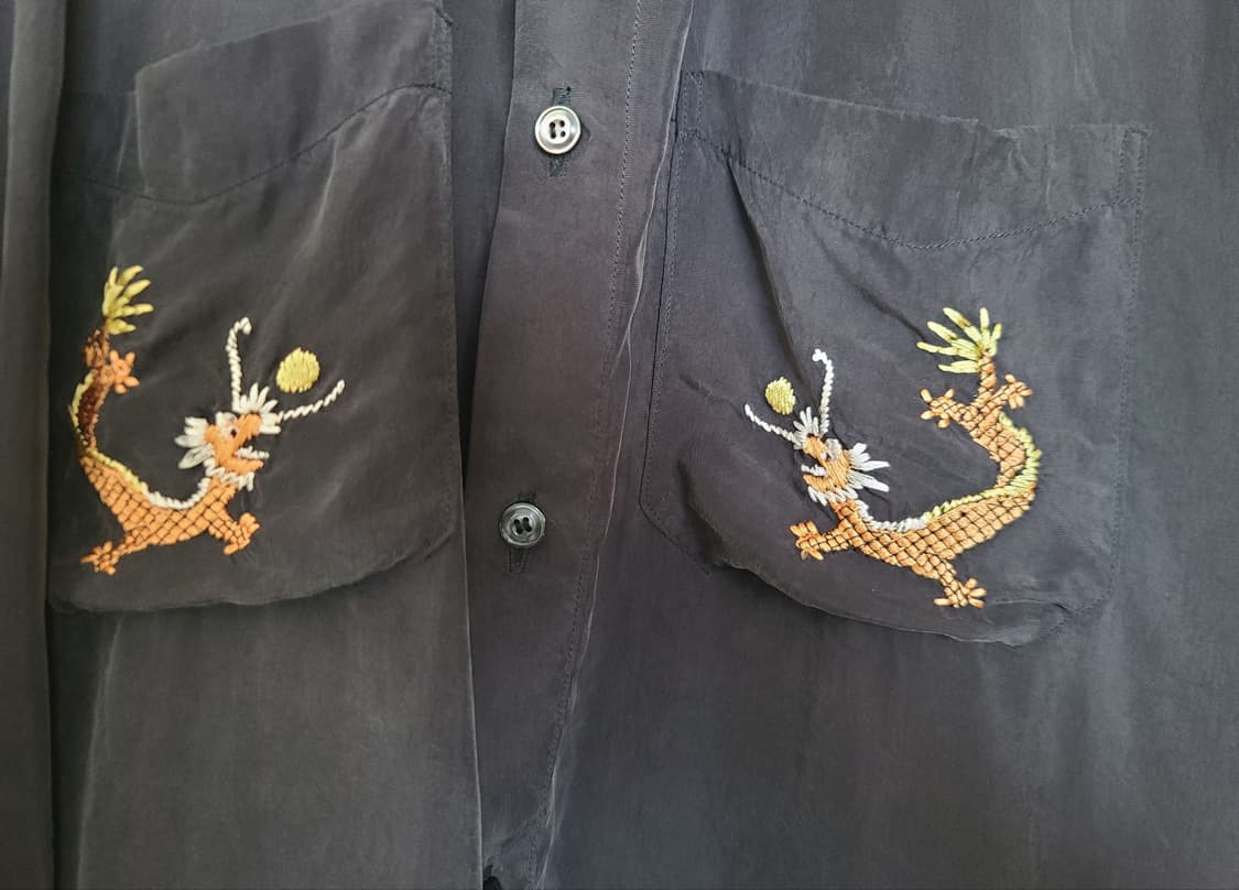 [2] 안셀름 AGING EMBROIDERY SHIRT 셔츠 블랙 상품이미지5