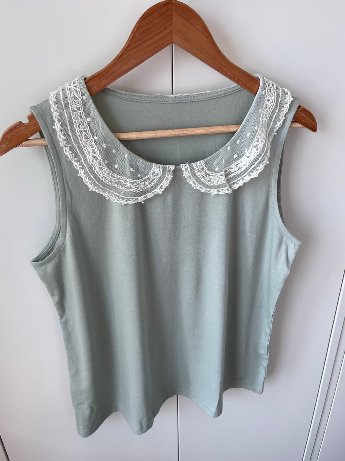 Vintage 민트 레이스 둥근카라 슬리브리스 상품이미지8
