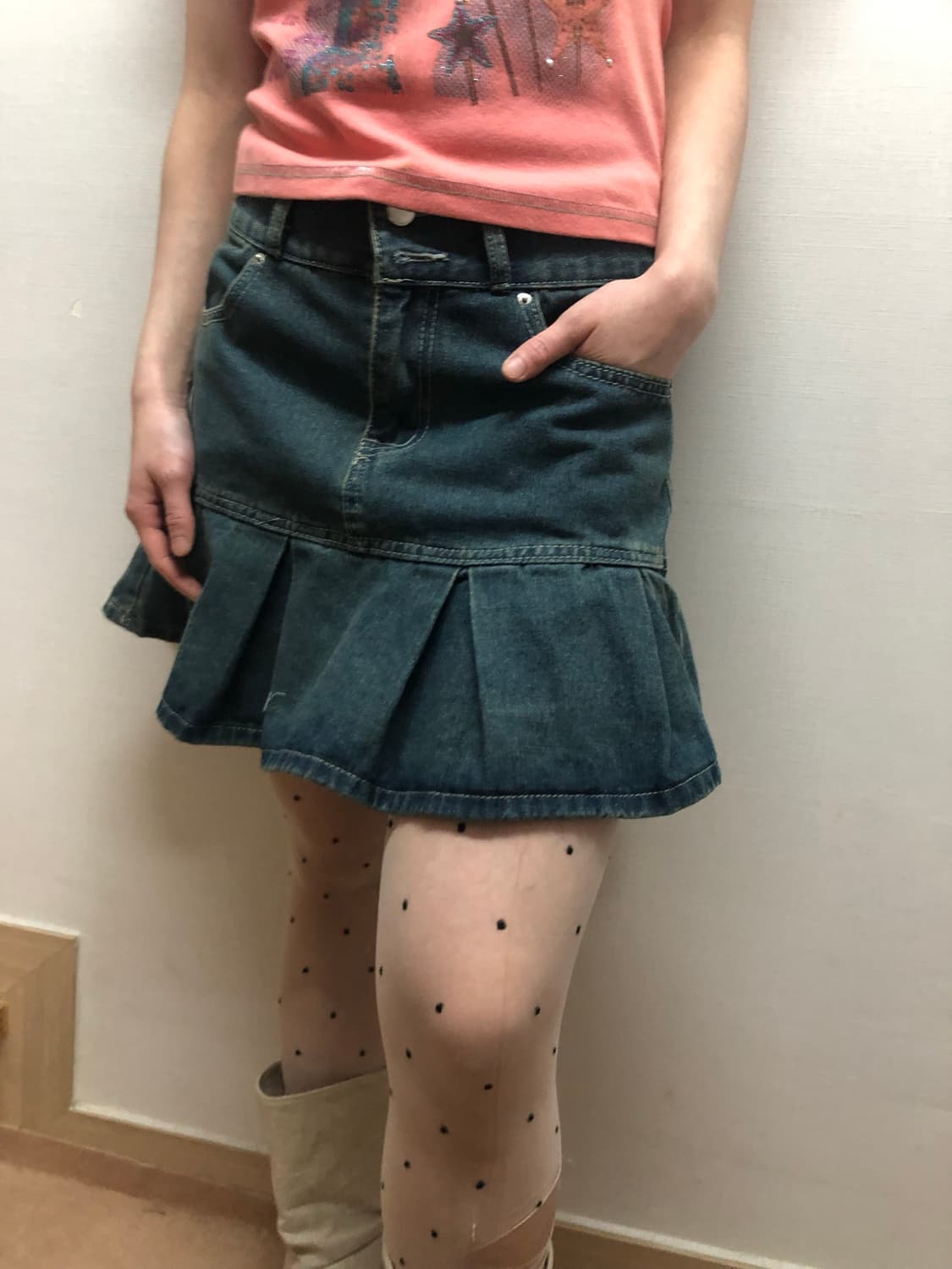 빈티지 데님 플리츠 스커트 상품이미지6