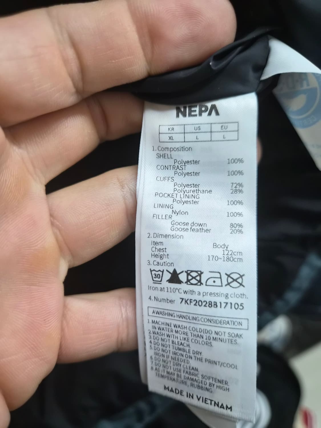 새제품 XL) NEPA 네파 윈드스토퍼 구스다운 패딩 팝니다 상품이미지9