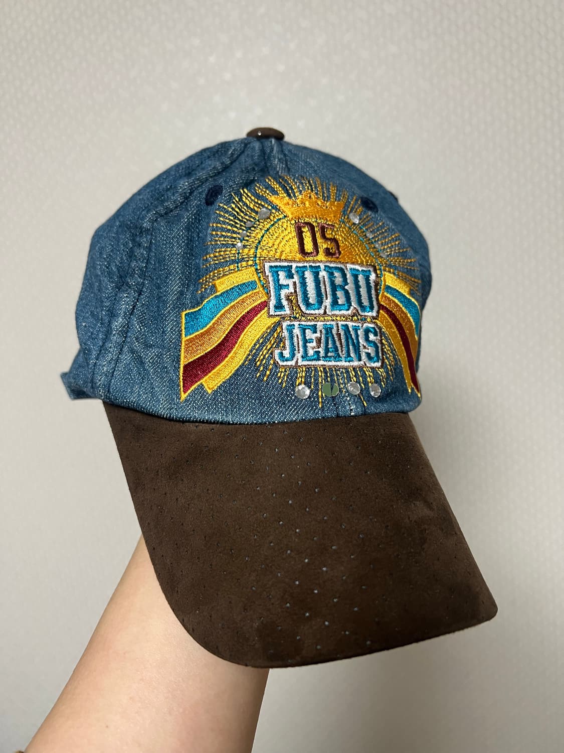 00s 푸부 y2k 데님 스웨이드 볼캡 상품이미지1