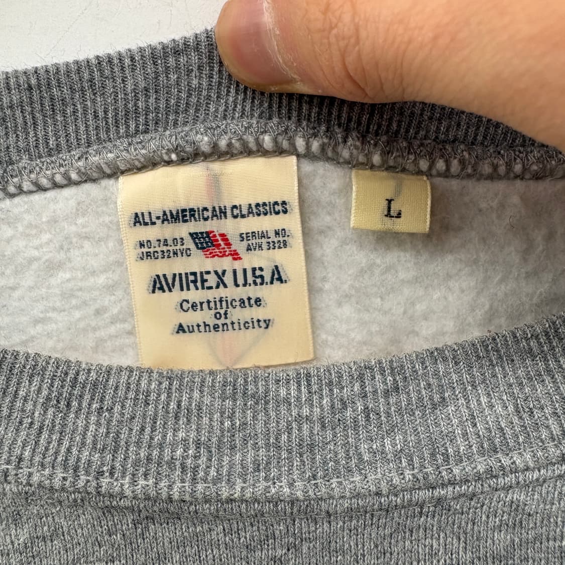 아비렉스 랭글리 맨투맨 티셔츠 그레이 남성 L 상품이미지3