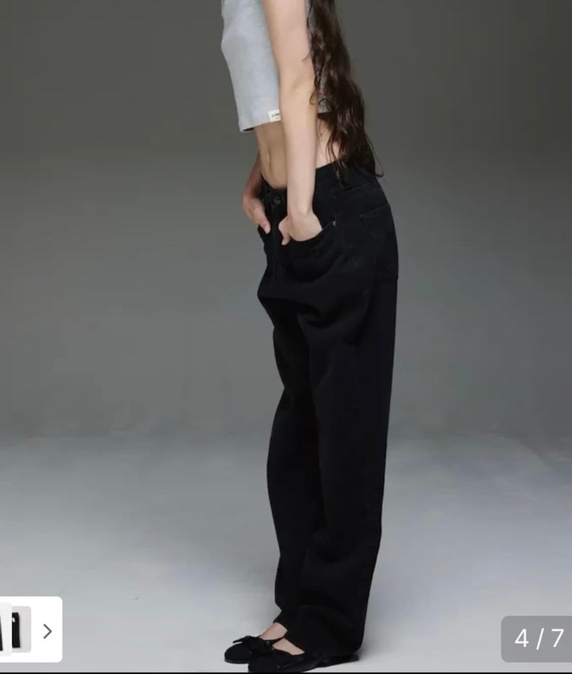 글로니 블랙 데님 팬츠 상품이미지2