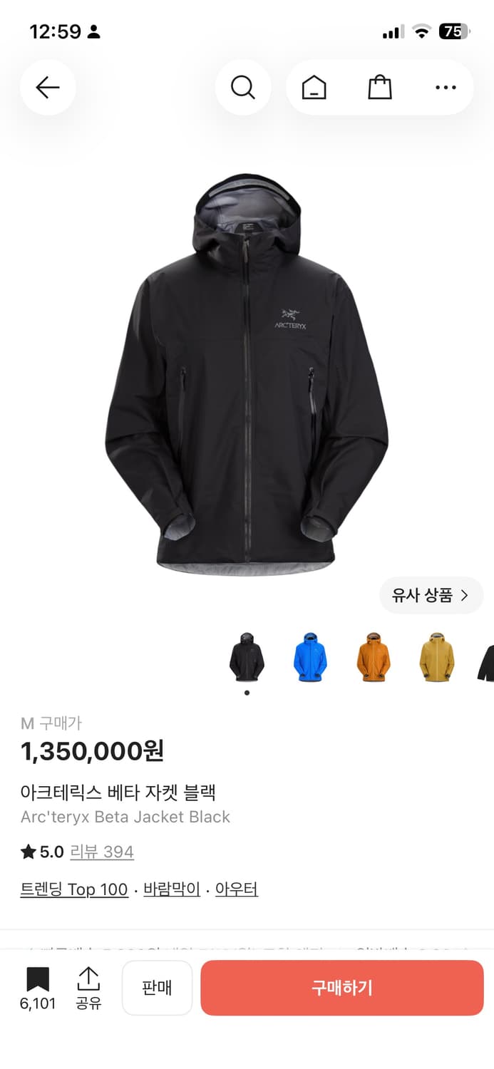 Arc'teryx Beta Jacket Black 상품이미지4