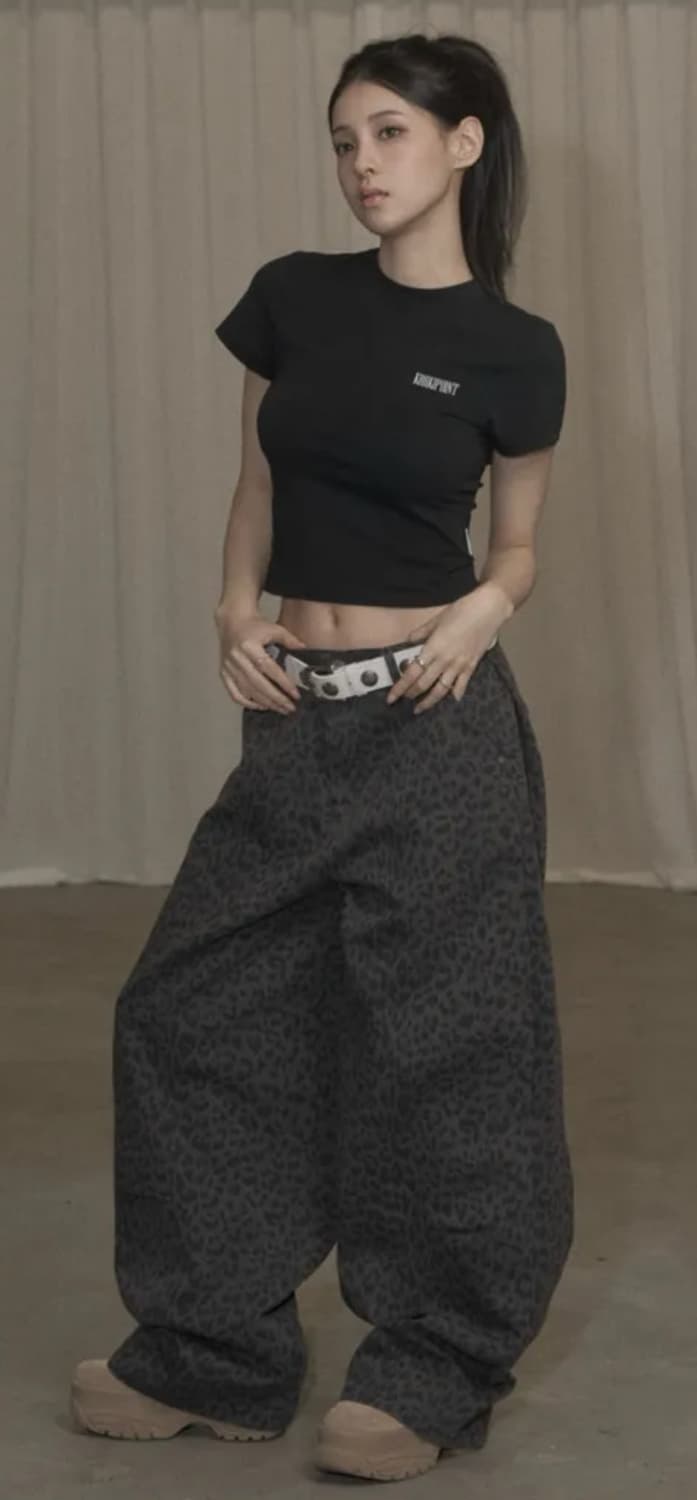 카키 포인트 코튼 벌룬 팬츠 (레오파드, S) 상품이미지2