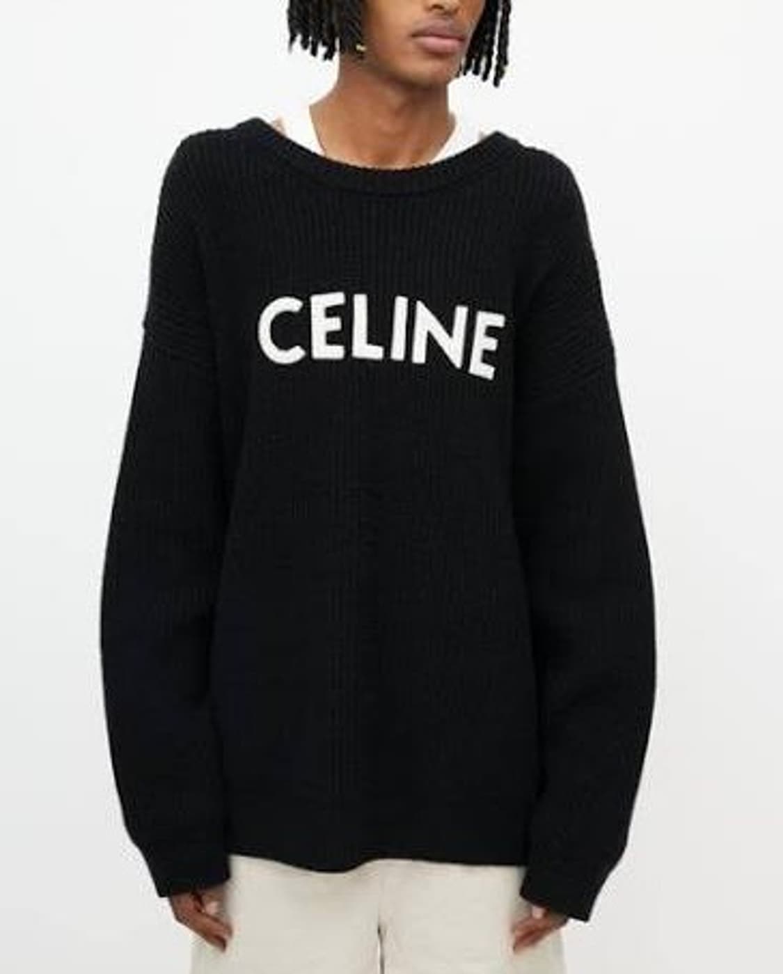 [오버핏 M/새상품급] 셀린느 로고 리브드 울 니트 블랙 스웨터 상품이미지7
