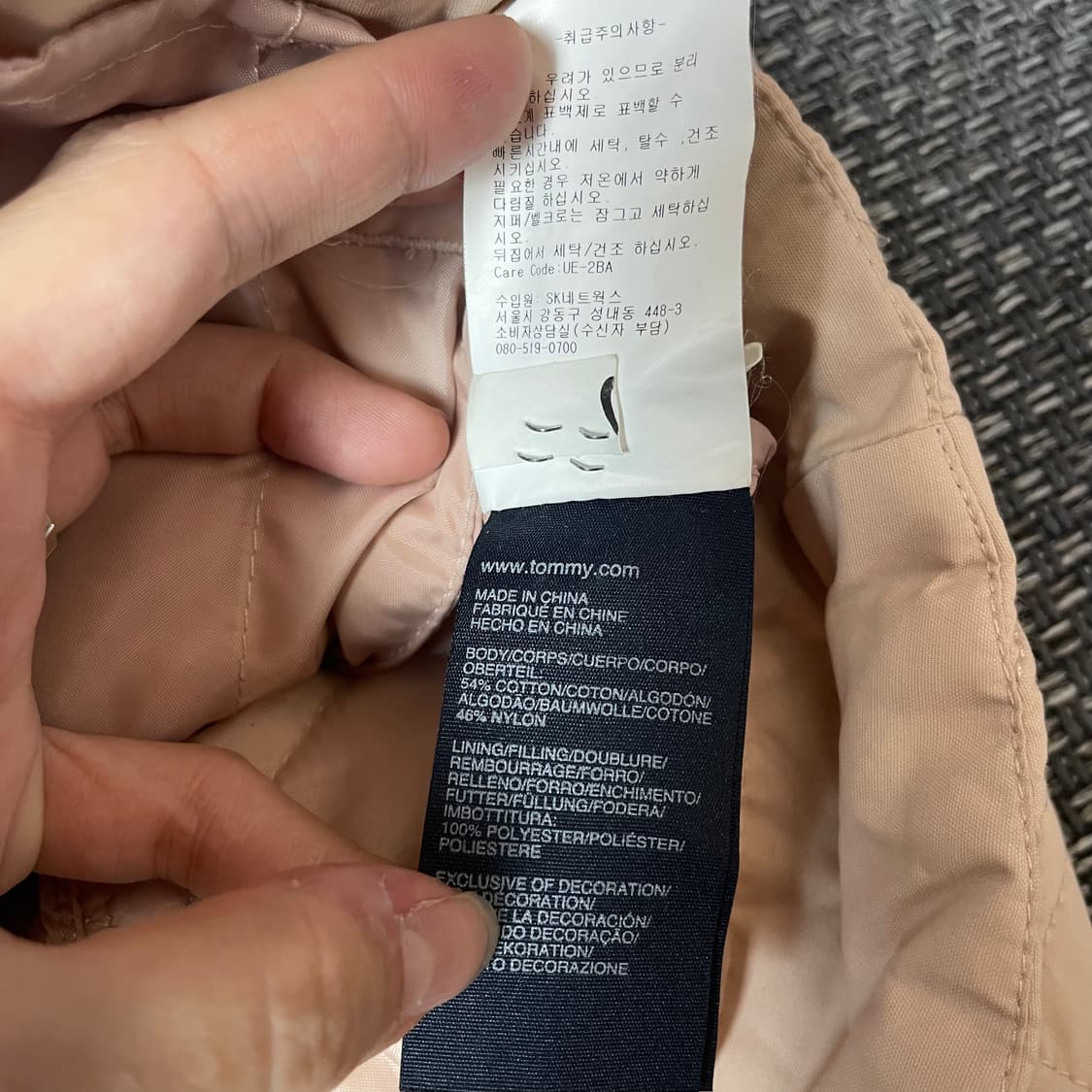 타미힐피거 미니로고 베이비핑크 누빔 경량 패딩 S 상품이미지7