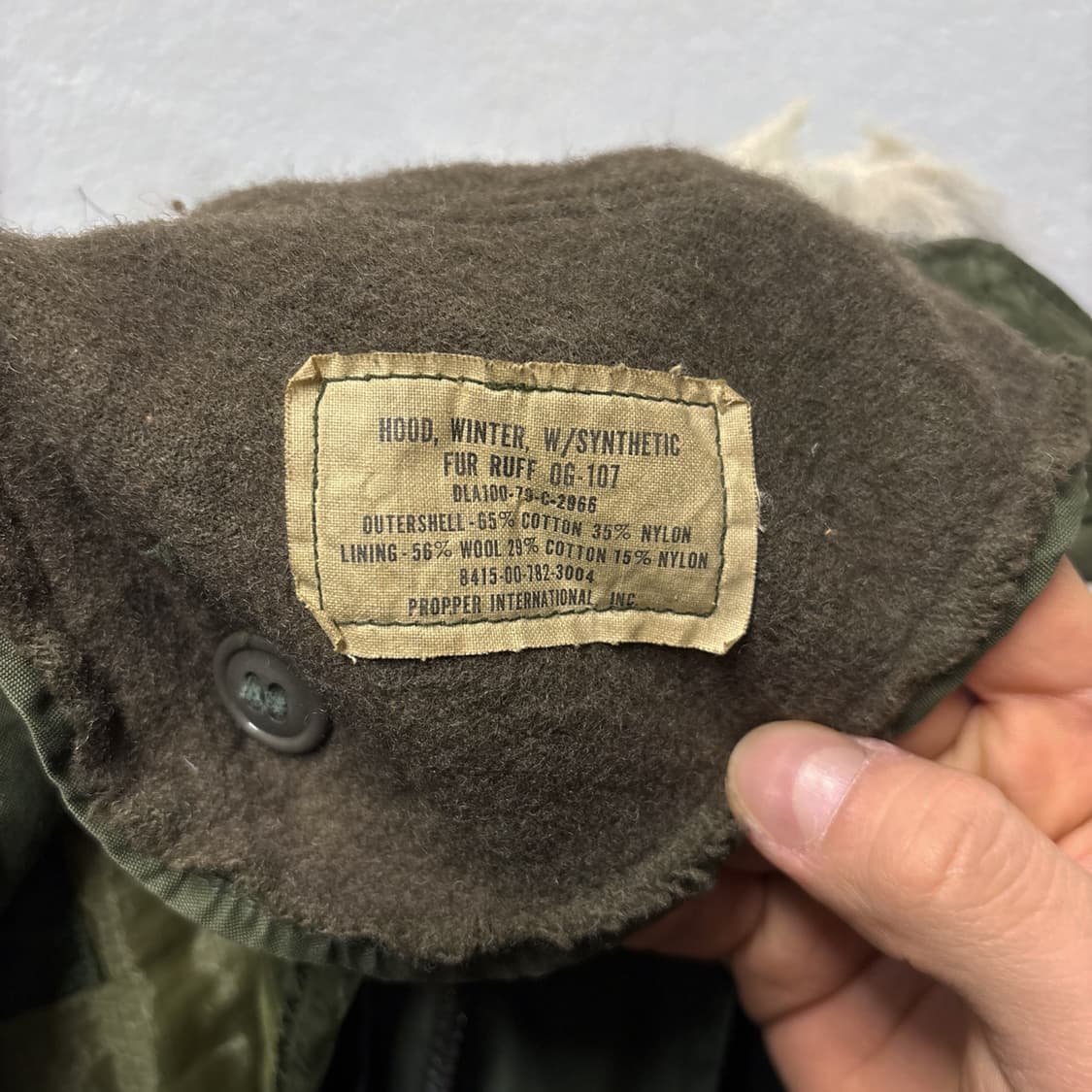 70s 오리지널 밀리터리 M-65 피쉬테일 파카 후드 황금사이즈 N492 상품이미지10