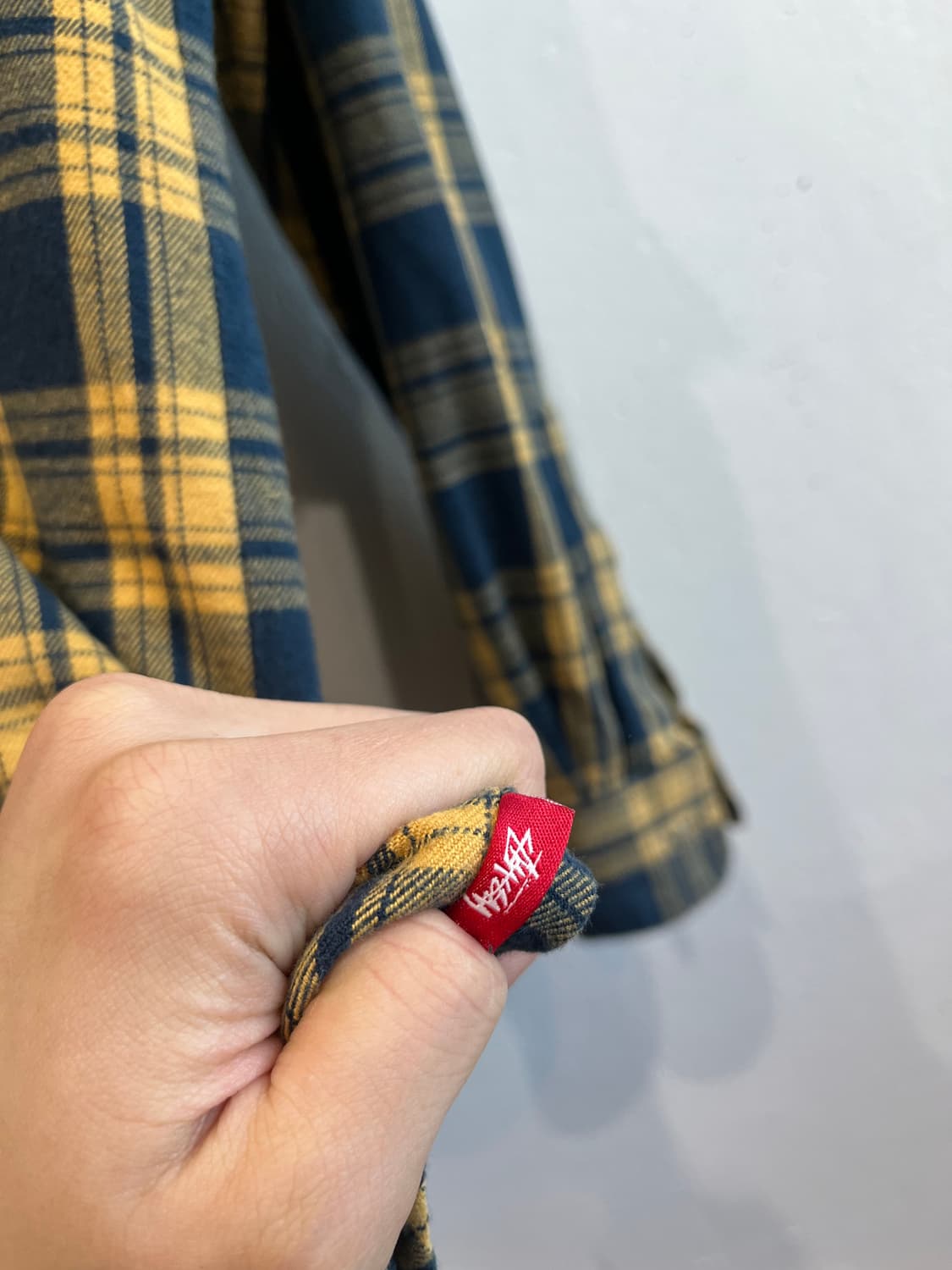 스투시 포켓 옐로우 플란넬 체크 셔츠 M 상품이미지4