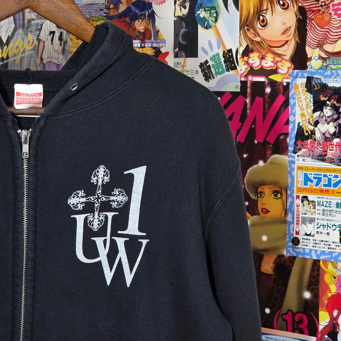 JPN 빈티지 프린팅 블랙 후드집업 상품이미지3