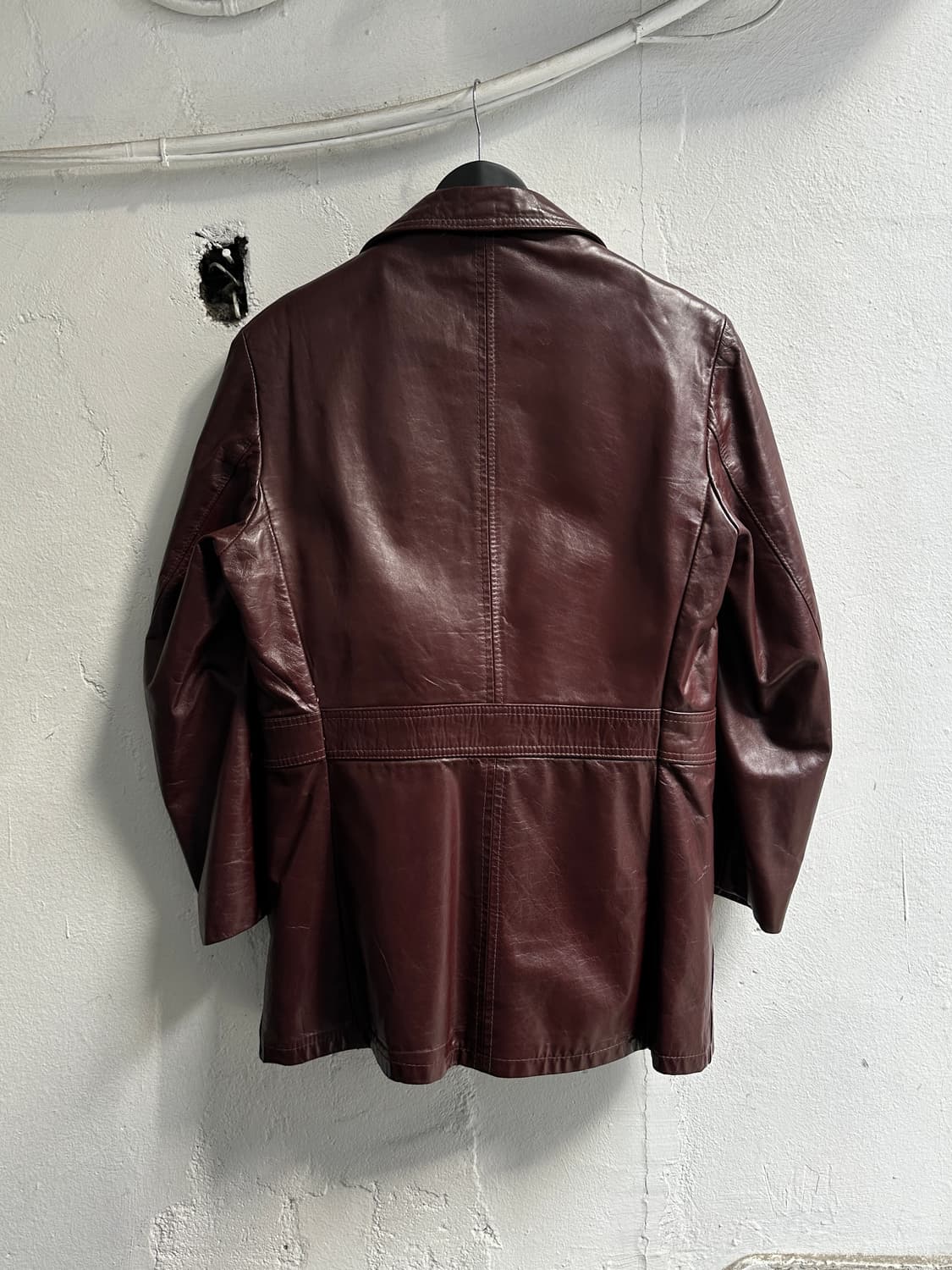 80's 빈티지 버건디 레더 코트 파이트클럽st 상품이미지4