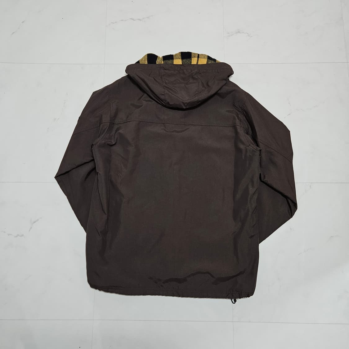XL 105) 노스페이스 브라운 체크 후드 자켓 바람막이 상품이미지4