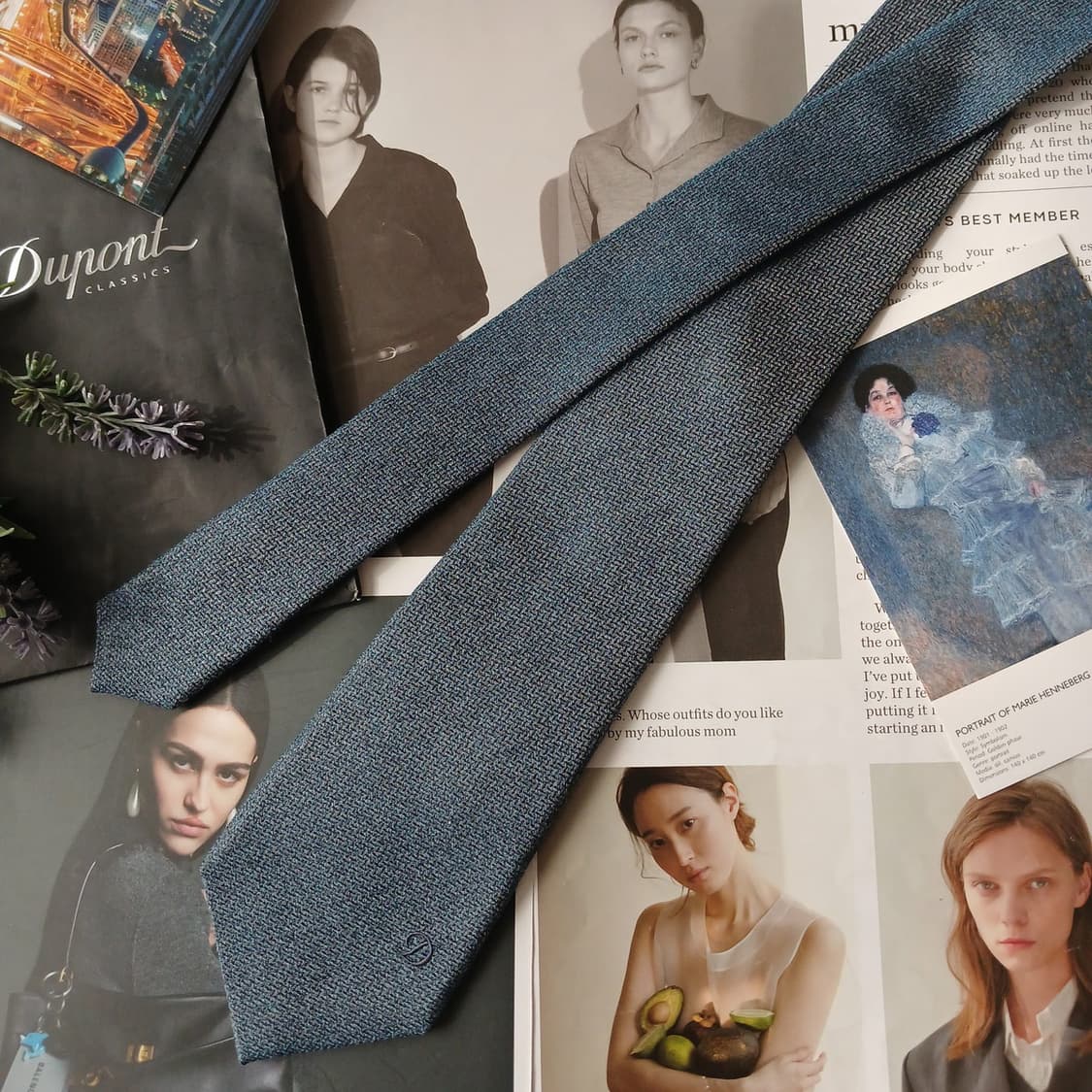 에스티듀퐁 넥타이 네이비 텍스처 조직 8.2cm A+등급 A19875 상품이미지2