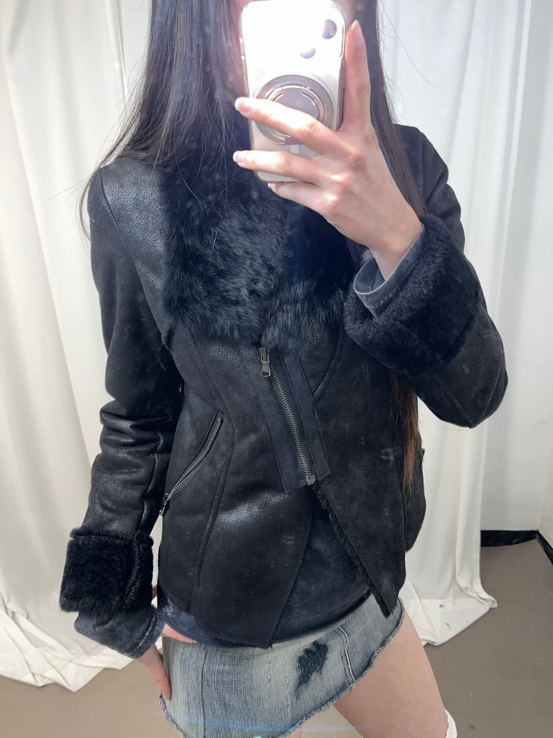 블랙 래빗퍼 무스탕 상품이미지6