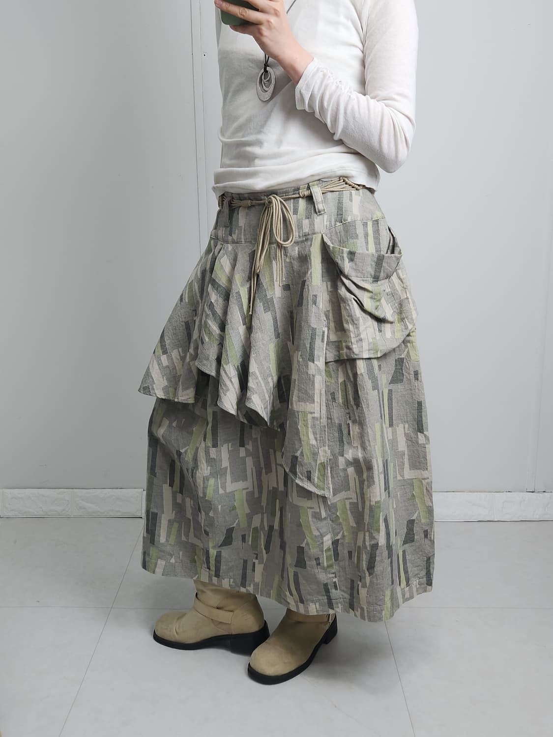 프릴 패턴 롱스커트 상품이미지3