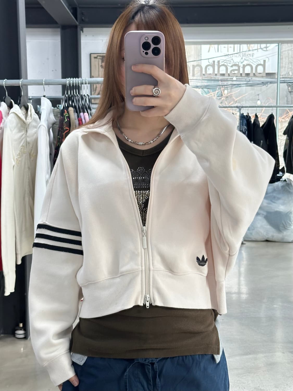 아디다스 뉴클래식 크롭 투웨이 트랙탑져지 크림 상품이미지4