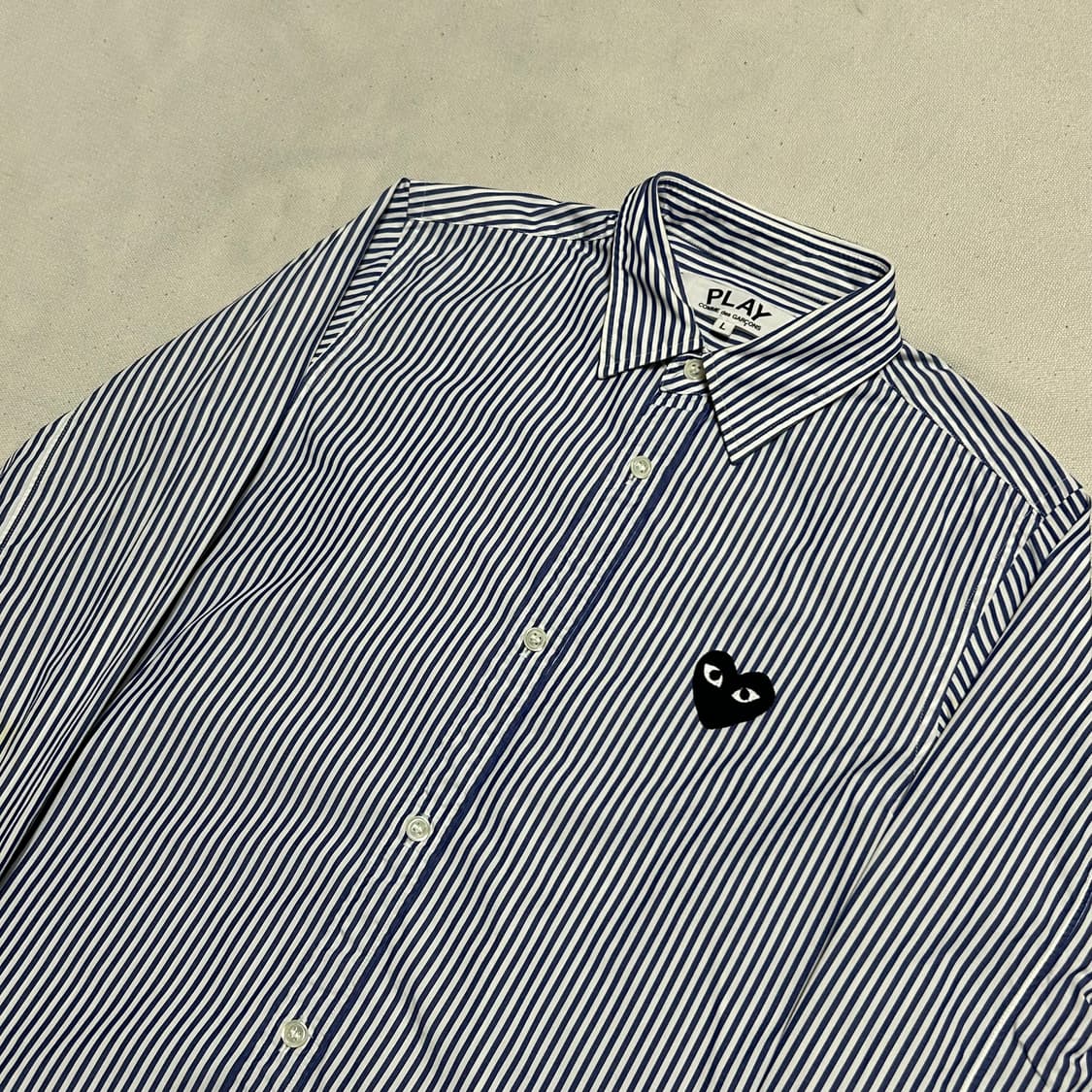 L 꼼데가르송 여성용 스트라이프 코튼 셔츠 상품이미지1