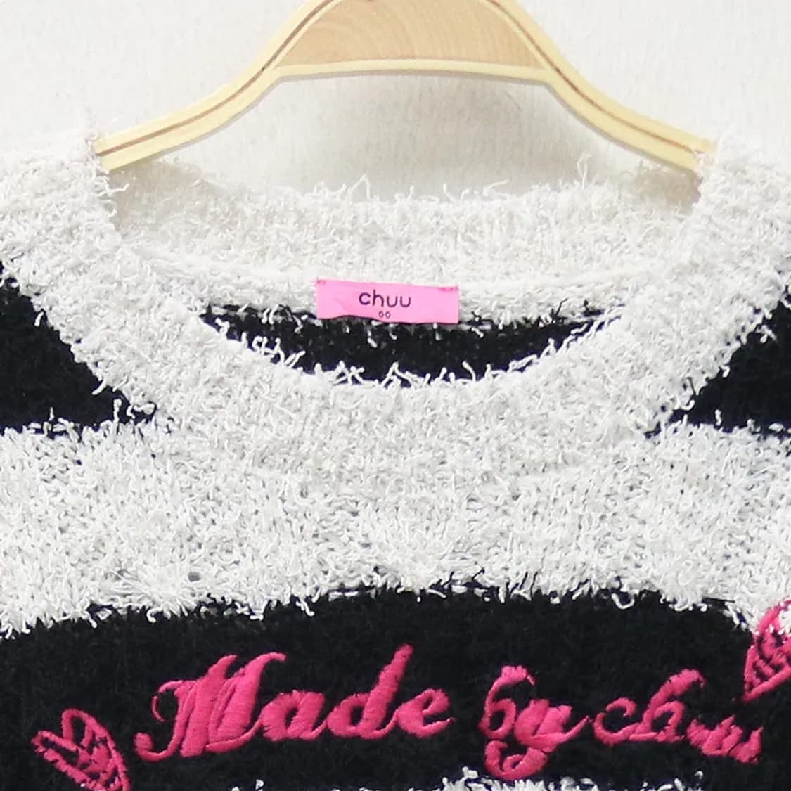 CHUU 부클 스트라이프 크롭니트 64610 상품이미지5