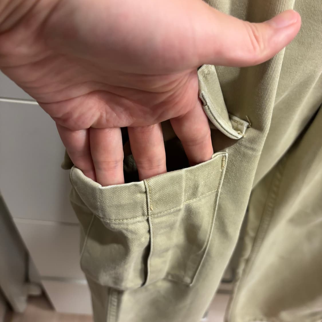 일본 유니클로 베이지 빈티지 카고 바지 M 상품이미지3