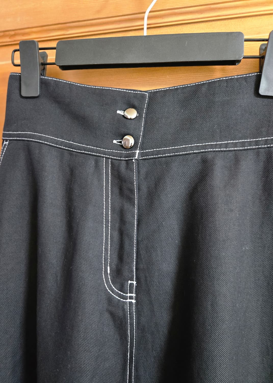 막스마라 블랙 A라인 스티치 롱 스커트 상품이미지3