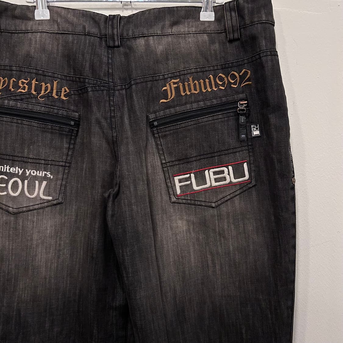 FUBU 992 흑청 데님 자수로고 스키 보드팬츠 상품이미지1