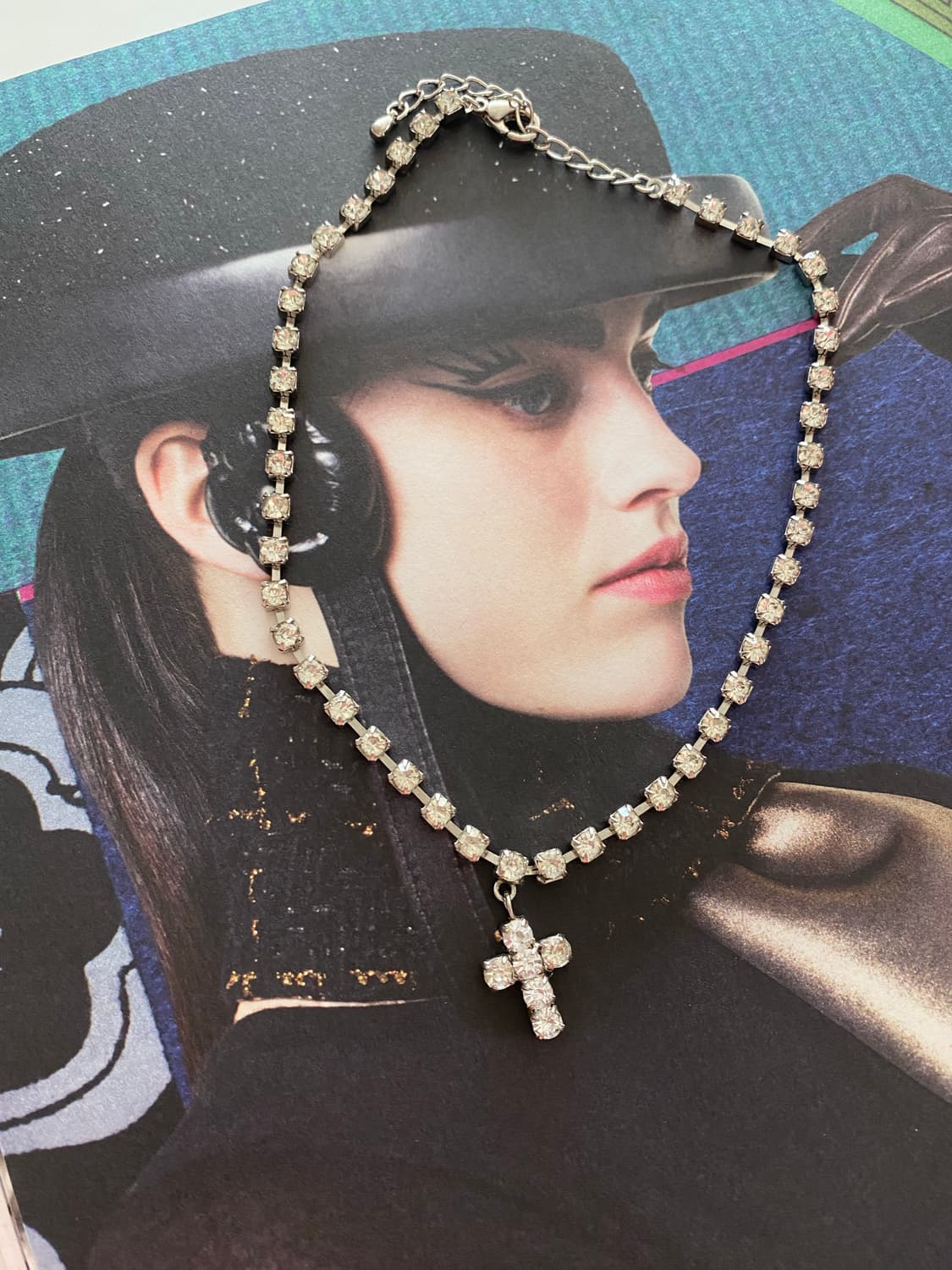 빈티지 십자가 큐빅 목걸이 초커 y2k 주얼리 악세사리 상품이미지3