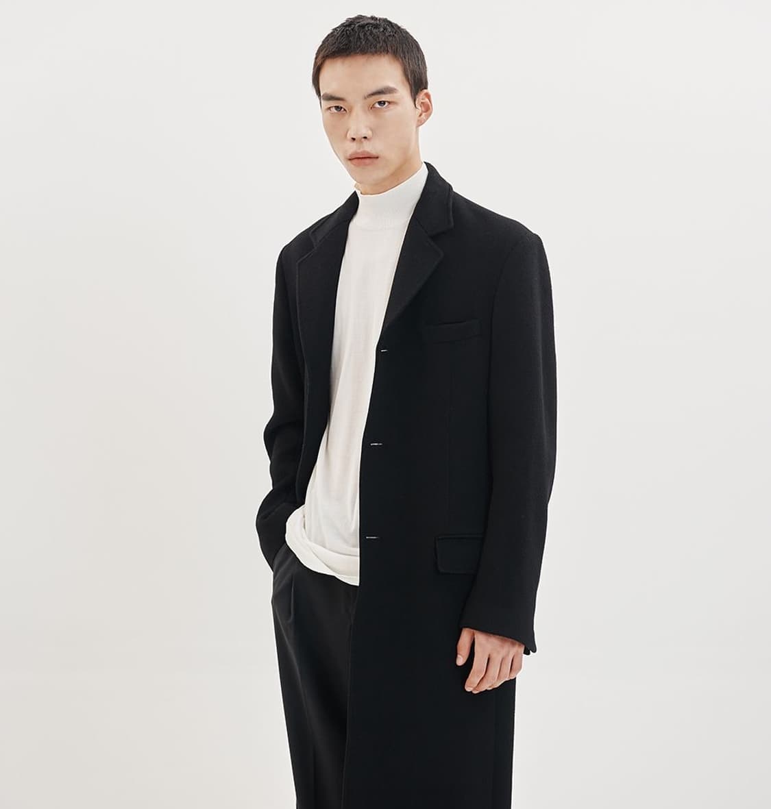 시너리 울 캐시미어 싱글 롱코트 S 상품이미지3