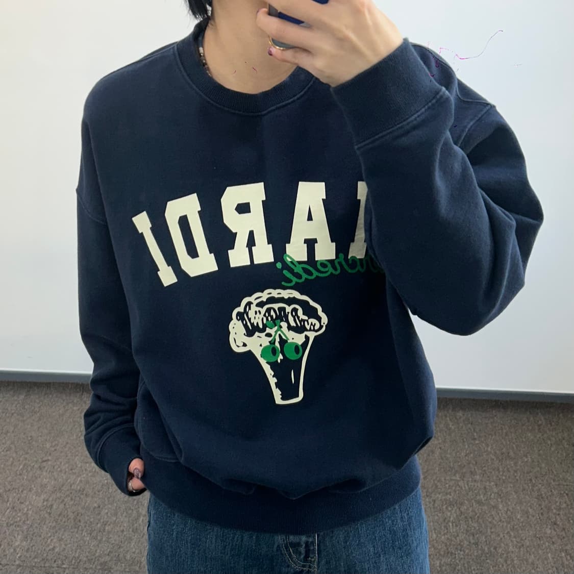 Mardi mercredi 마르디메크르디 브로콜리 네이비 맨투맨  상품이미지2