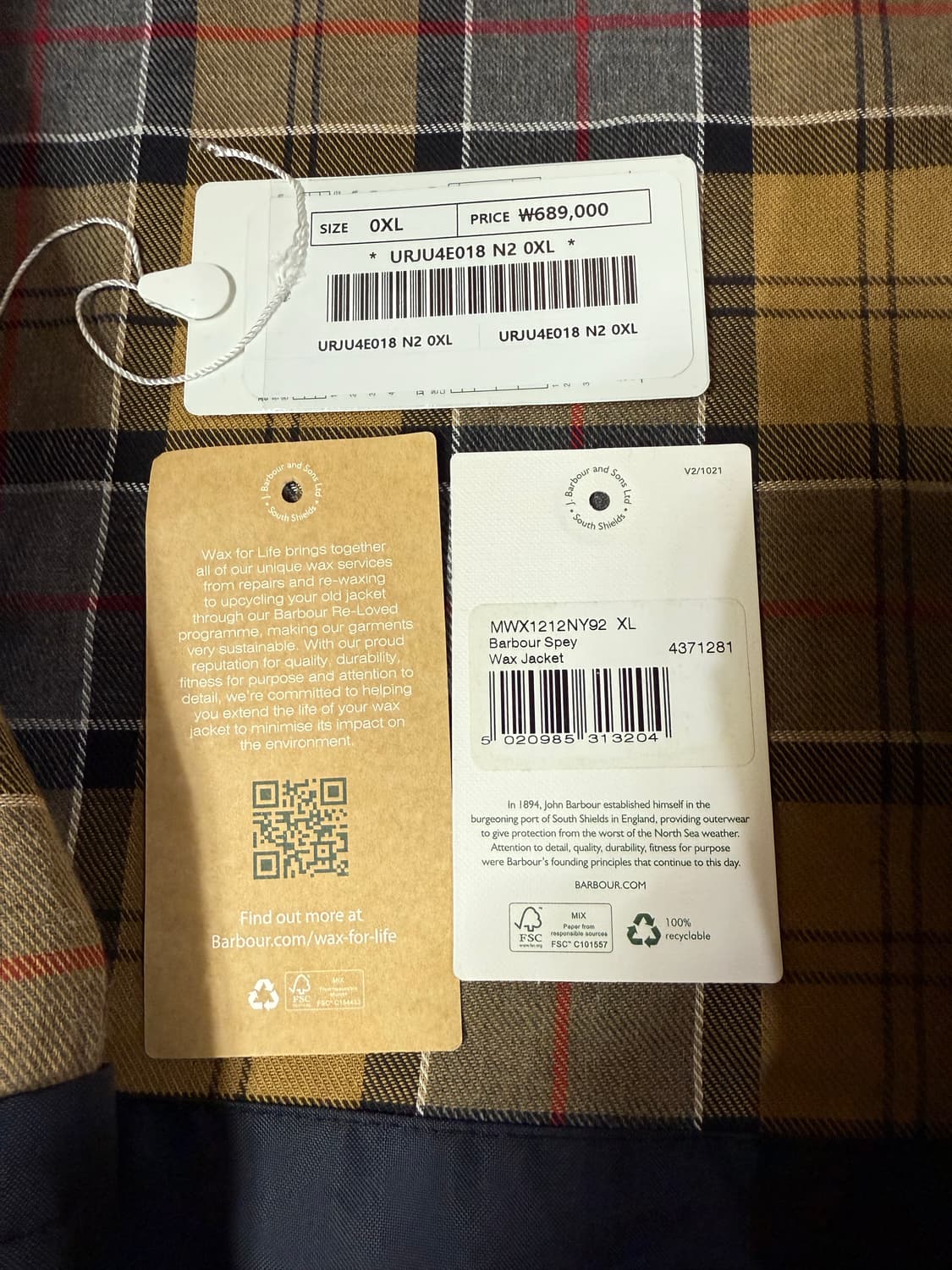 바버 / SPEY 스페이 왁스 자켓 XL(110) 사이즈 상품이미지9