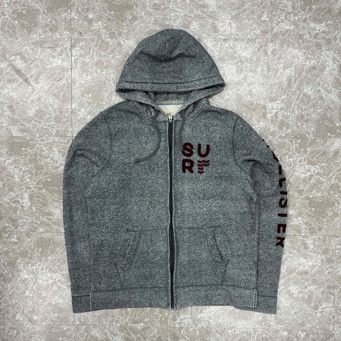 홀리스터 y2k 올드스쿨 그레이 스웻 후드집업 희귀져지(L) 상품이미지2